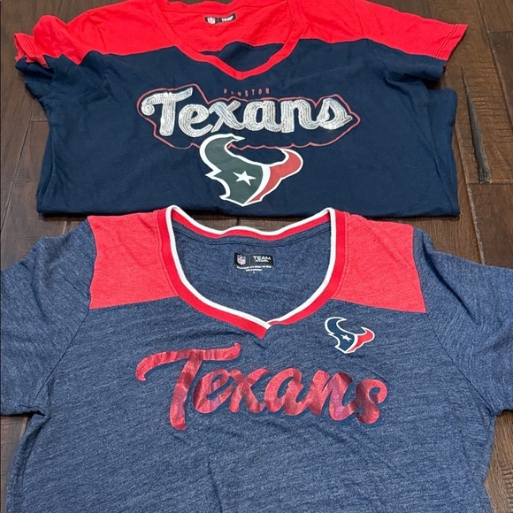 NFL Tops - NFL Houston Texans Women's Navy and Red Short Sleeve Tees Large